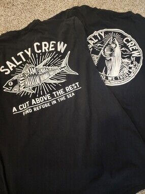 🛍BUNDLE Salty Crew 🌊Black Graphic Fishing T-Shirts. Y2K streerwear Beachcore